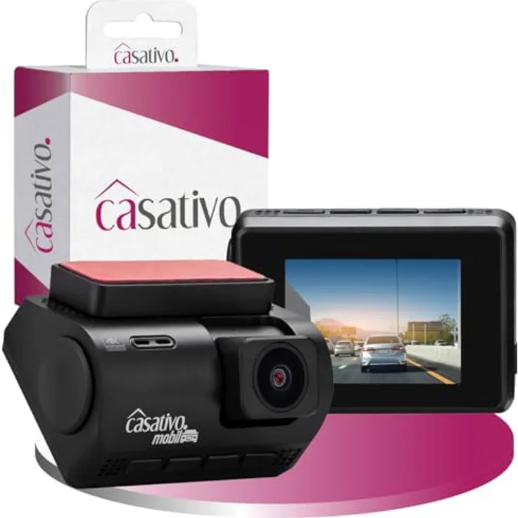 Casativo Dashcam 4K-UHD KFZ mit GPS, Nachtsicht in Farbe, Sony Farbsensor, G-Sensor, WDR, WLAN & App, Farbdisplay, 140°