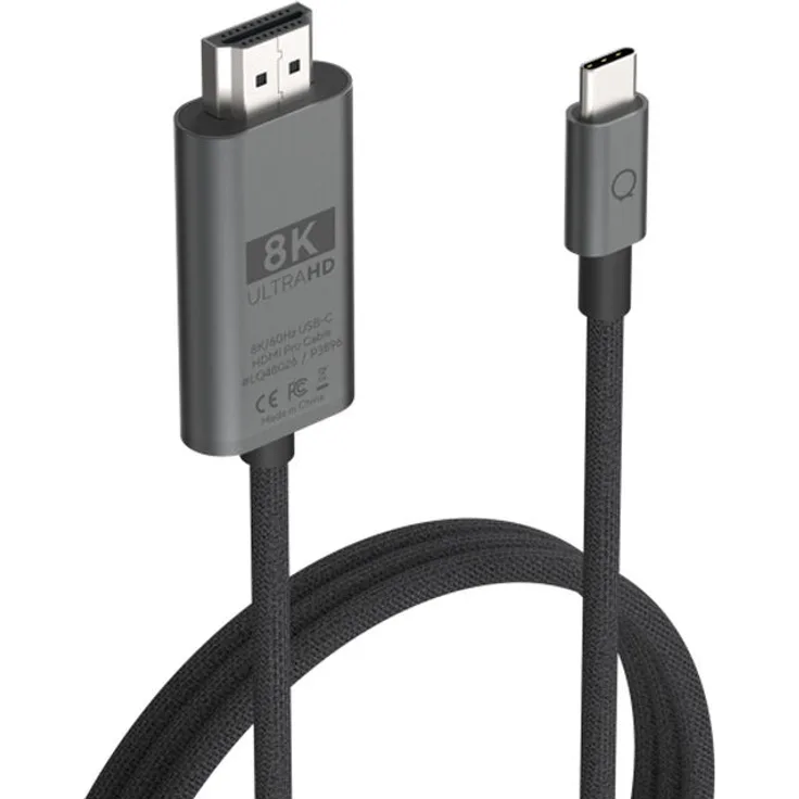 LINQ Connects 8K/60 Hz USB-C zu HDMI Pro-Kabel, 2 m, unterstützt 8K/60 Hz und 4K/120 Hz, HDMI 2.1, grau