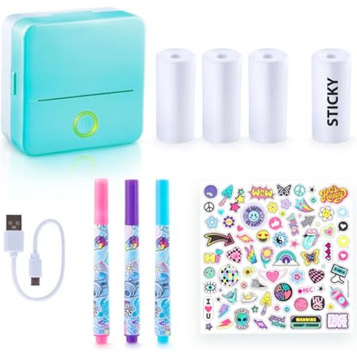 Canal Toys - Photo Creator CLK017 Taschen-Drucker Set für Smartphone mit Markern, Stickern und Thermopapier-Rollen für Instant-Druck, Blau – Bild 4