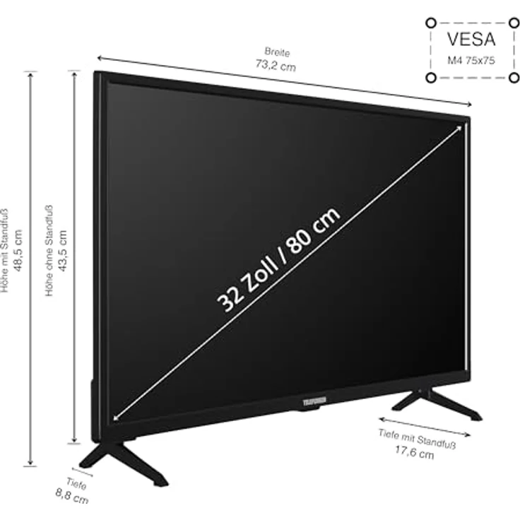 Telefunken XH32SO550SD Smart TV 32 Zoll Fernseher (HD-Ready, HDR, Triple-Tuner, DVD-Player) inkl. 6 Monate HD+, Schwarz – Bild 2