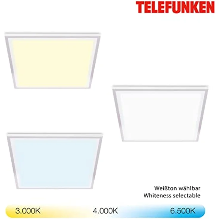 TELEFUNKEN LED Deckenleuchte RGBIC Magic, Dimmbar, Farbwechsel, Fernbedienung, Nachtlicht, 470x470x70 mm (LxBxH), Weiß – Bild 4