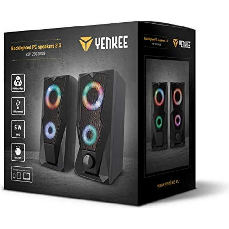 Yenkee YSP 2003RGB USB Lautsprecher PC 2.0, 6 W RMS mit RGB Beleuchtung für Gaming – Bild 5