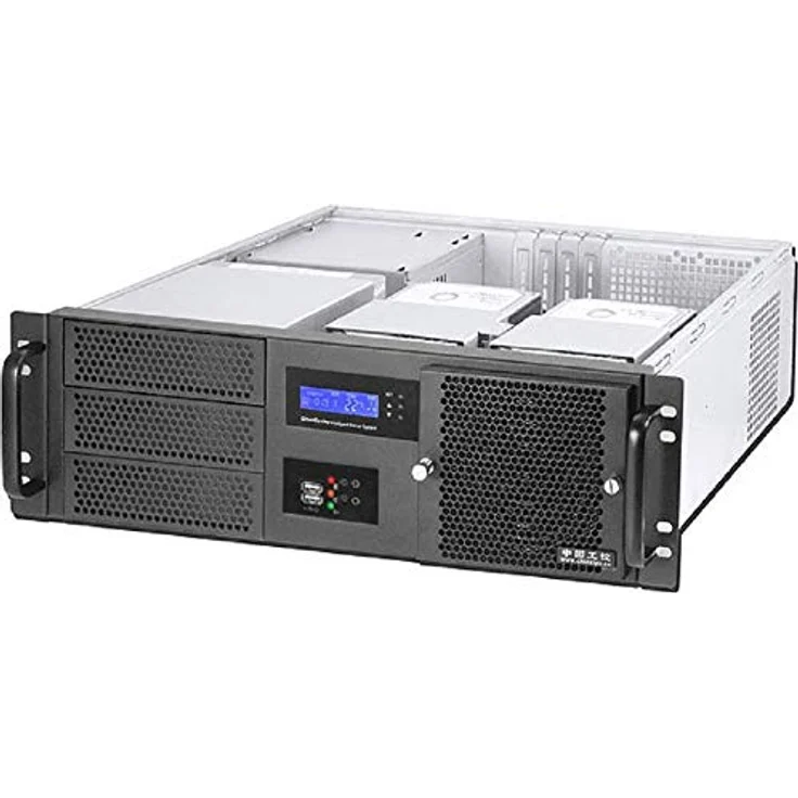 RealPower RPS19-G3380 Server-Gehäuse ohne Netzteil, ATX mit LCD-Display, 2x 5,25" extern, 3x 3,5" intern, 2x USB 3.0, schwarz – Bild 2