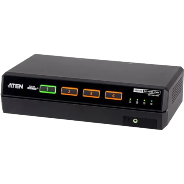 ATEN CS1144DPH4 4-Port USB KVM-Switch für Dual-Bildschirme, 5K Videoqualität, Manipulationssichere Etiketten