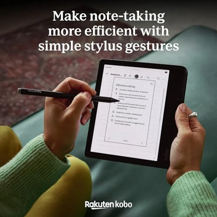 Kobo Stylus 2 | Weiß | Markieren, Notizen schreiben und Highlights machen | Wiederaufladbar über USB-C | Kompatibel mit 7 Zoll Libra Color eReader & Kobo Sage eReader – Bild 5