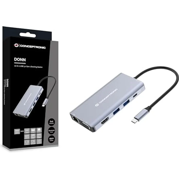 Conceptronic Dock USB-C->HDMI,2xUSB-A,GbE,100WPD,+ 25cm gr, 10-in-1 Multiport Adapter, 4K Unterstützung, Gigabit Ethernet, 100W Power Delivery – Bild 4