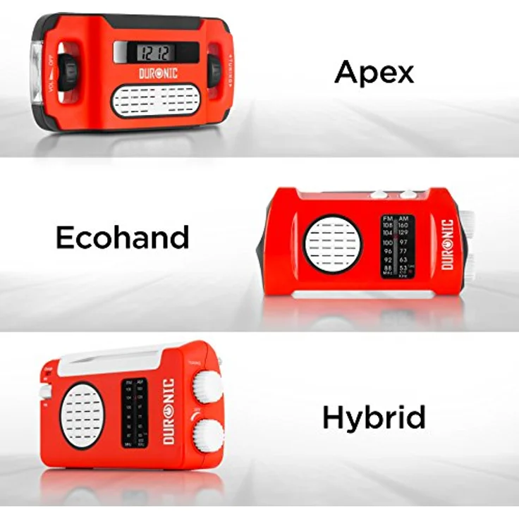 Duronic Apex Radio - Kurbel-Radio mit Taschenlampe und Wecker - Aufladbar mit Solar, Kurbel und USB - Notfallradio mit AM/FM Empfang - 7 Stunden Musik – Bild 7