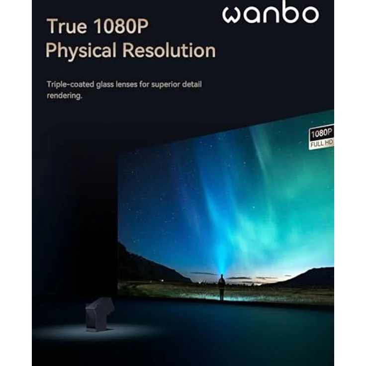 Wanbo Cube 2 Pro, Full HD Projektor mit 500 ANSI Lumen, Android TV 11, automatische Kalibrierung, Gimbal, Grün – Bild 7