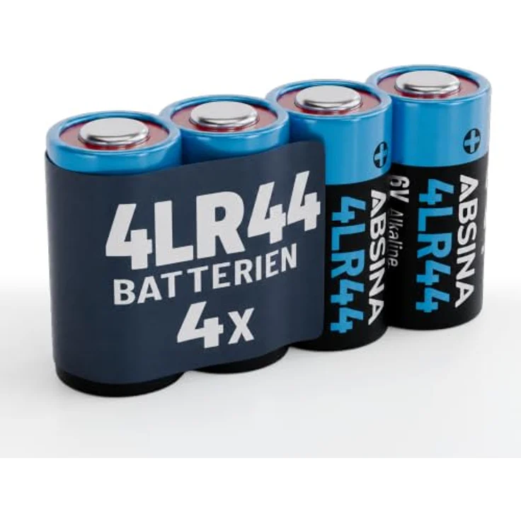 ABSINA 4x 4LR44 6V Alkaline Batterie, Langlebig und temperaturfest von -20°C bis +60°, ideal für Hundehalsbänder und Fernbedienungen – Bild 1