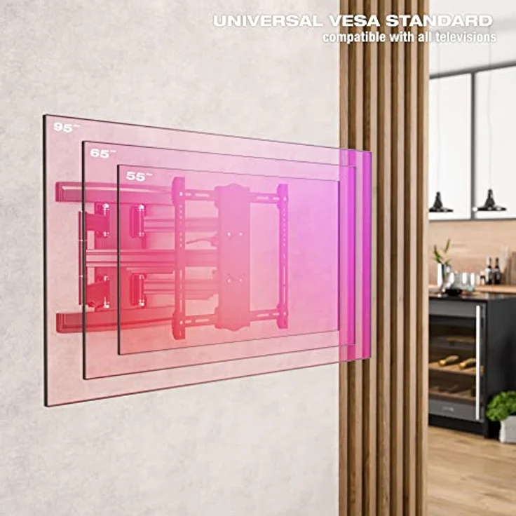 RICOO TV Wandhalterung Fernseher Schwenkbar Neigbar für 55-95 Zoll, Universal TV Halterung S7544-B, Fernsehhalterung für Wand, Wandhalterung Fernseher 65 Zoll+ bis 70 Kg mit max. VESA 400x400 mm – Bild 5