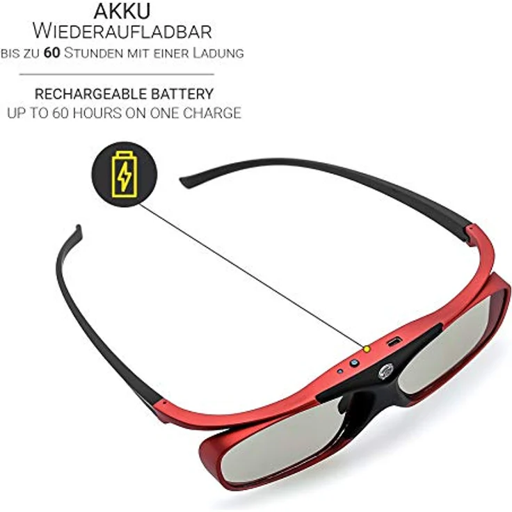 Hi-Shock Scarlet Heaven 3D Brille - DualView, DualPlay, Lange Akkulaufzeit - kompatibel mit Sony, Samsung, Panasonic 3D TV & 3D-RF Beamer – Bild 4