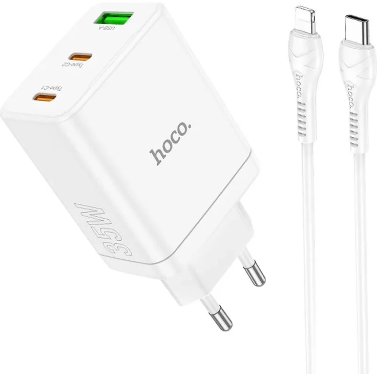 Hoco N33 35W USB-C Schnell Ladegerät mit 1m Kabel, Quick Charge QC 3.0, Weiss