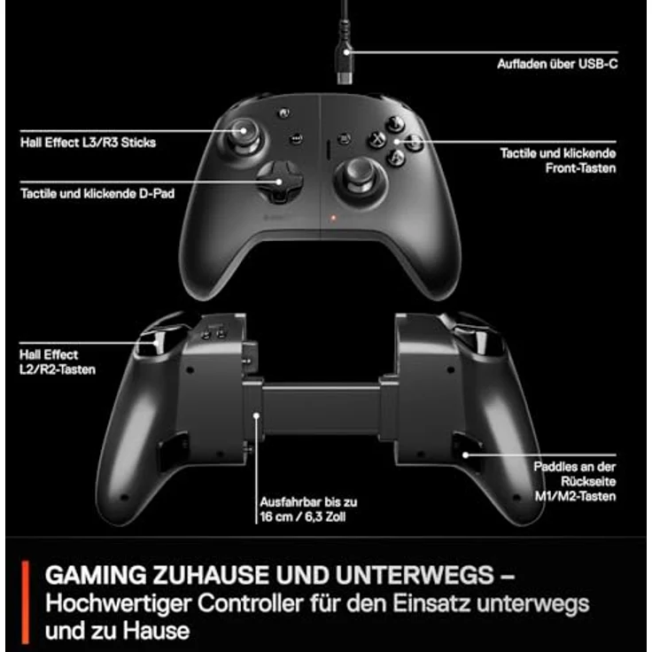 SteelSeries Nimbus Cloud Wireless Bluetooth Gaming-Controller, Dual-Mode-Cloud-Controller mit 20 Std. Akkulaufzeit, Hall Effect-Sensoren, USB-C-Passthrough, kompatibel mit iPhone, iOS, Android, PC – Bild 3