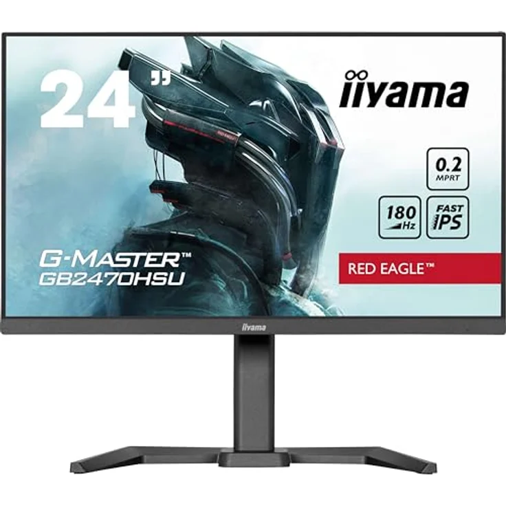 iiyama G-Master Red Eagle GB2470HSU-B6 60,5cm 23,8" Fast-IPS LED Gaming Monitor Full HD HDMI DP USB3.2 0,2ms 180Hz Adaptive Sync Höhenverstellung Pivot schwarz – Bild 2