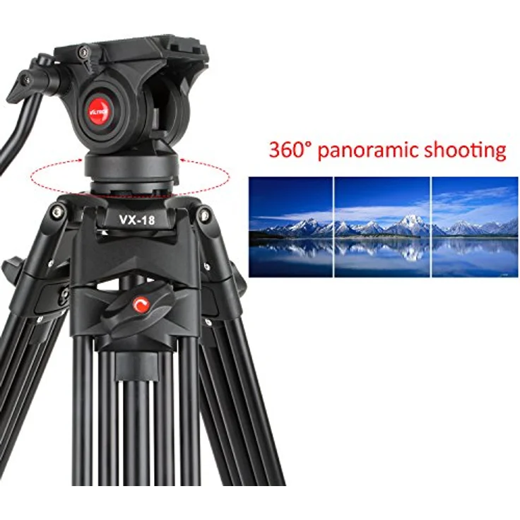 VILTROX® VX-18M 188cm / 74 Zoll Panorama Kamera Dreibein-Stative mit Fluid Drag Kopf für Canon Nikon Sony DSLR Kamera & DV Camcorder, Aluminiumlegierung – Bild 4