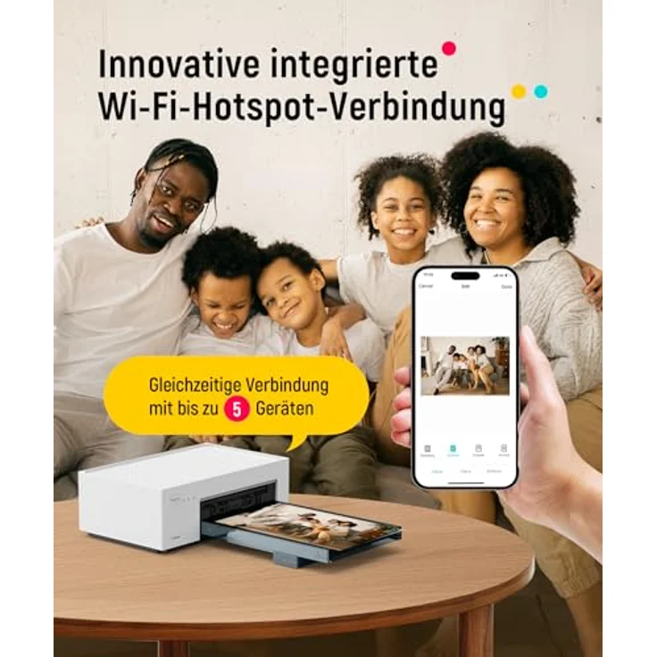 Liene Amber M100, tragbarer Fotodrucker 4x6", Thermosublimation, Wi-Fi, 300 DPI, kompatibel mit iOS/Android – Bild 2
