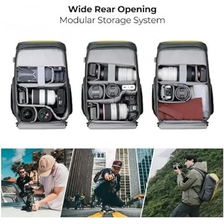 K&F Concept Alpha Air Fotorucksack, 25 l Kameratasche mit anpassbarem Innendesign, gelb – Bild 3