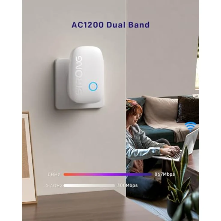 STRONG WiFi Dual Band 1200 Mbps Range Extender, weiß, zur Erweiterung der Wi-Fi-Abdeckung, ideal für Streaming und Home Office – Bild 3