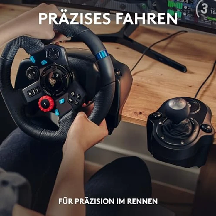 Logitech G G29 SE Driving Force Rennlenkrad und Pedale, Force Feedback, echtes Leder, 900°-Lenkbereich, für PS5, PS4 und PC, Mac – Schwarz – Bild 3