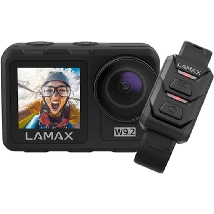 Lamax W9.2 Action-Cam, Dual-Display, wasserdicht bis 12m, MAXsmooth Stabilisierung, Wi-Fi, 20 Mpx Fotos, Zeitlupe, Zeitraffer, 22 Zubehörteile, auf Deutsch
