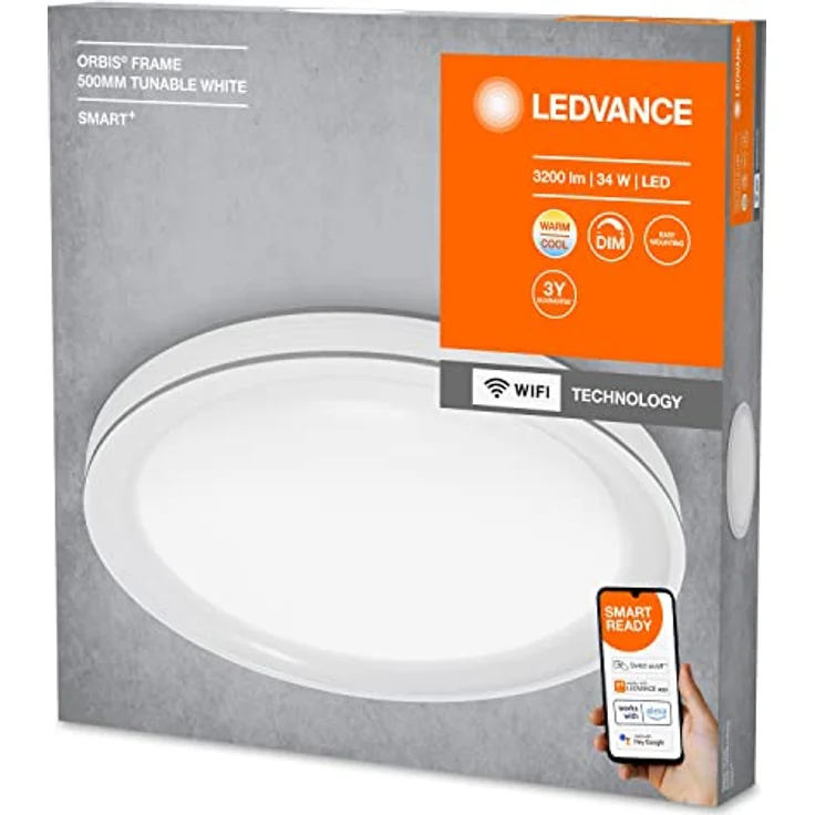 LEDVANCE SMART+ WIFI ORBIS FRAME Smarte LED Wand-und Deckenleuchte für Innen mit WiFi Technologie, Lichtfarbe änderbar (3000K-6500K), Grau, 495mm, Kompatibel mit Google und Alexa Voice Control – Bild 4