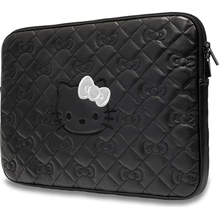CG Mobile Hello Kitty Sleeve HKCSZPEKHBPK 14" Schwarz Zip PU Quilted Bows Laptop-Tasche aus Öko-Leder – Bild 2