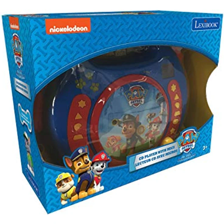 Lexibook PAW Patrol Helfer auf vier Pfoten Chase CD-Player mit 2 integrierten Mikrofonenv, Programmierfunktion, Kopfhörer-Anschluss, für Kinder, AC-Betrieb oder Batterie, Blau-Rot, RCDK100PA – Bild 3