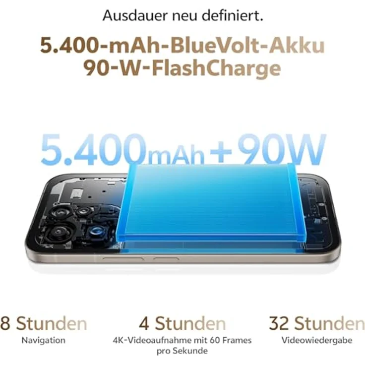 vivo V70 5G-Smartphone, 8 GB RAM + 256 GB, ZEISS 50 MP Super-Telekamera, 6,59" AMOLED-Display in 1.5K, 5.400 mAh Akku, IP68/IP69, Android 16 – Bild 3