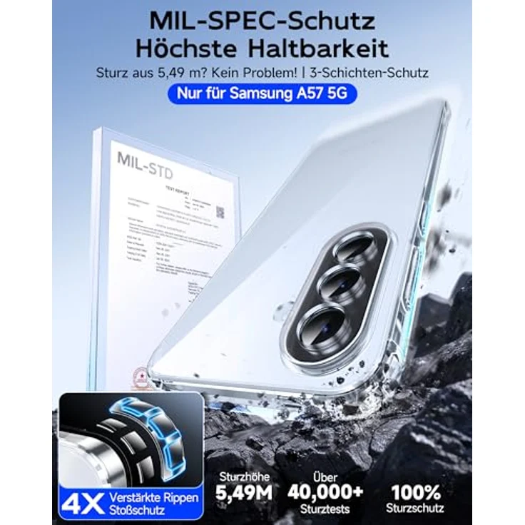 LeYi Samsung Galaxy A57-5G Hülle, transparente TPU Silikon Schutzhülle mit 2 Schutzfolien, stoßfest und kristallklar, umfassender Kameraschutz – Bild 2