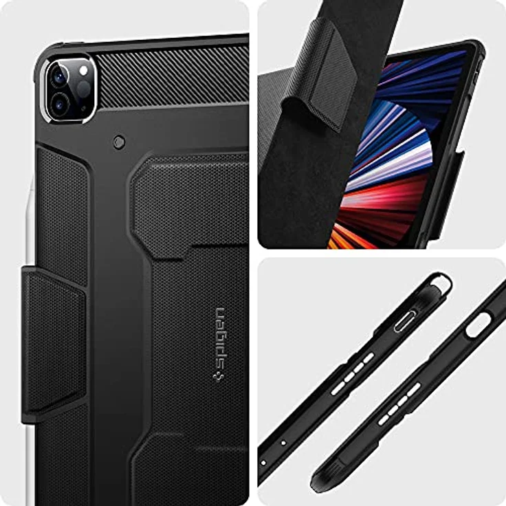 Spigen Rugged Armor Pro Hülle Kompatibel Mit iPad Pro 12.9 Zoll Generation 6 2022 | 5 2021 mit Apple Pencil (2. Gen) Halter - Schwarz – Bild 4