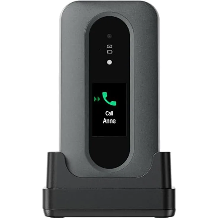 Doro Leva L30 Senioren-Smartphone – Externes Display - GPS Unterstützung - HD-Sound - 2MP Kamera - Klapptelefon, Schwarz