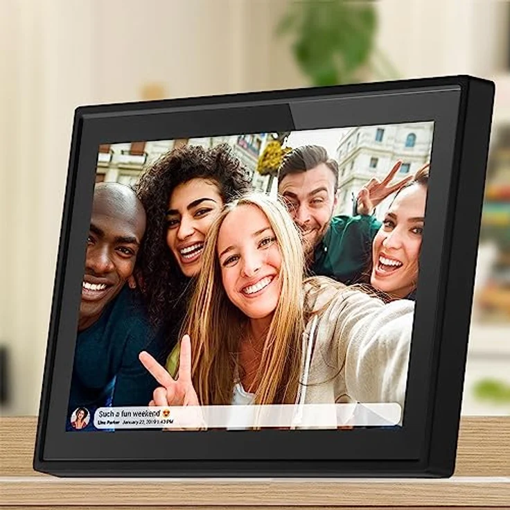 Denver PFF1021 Digitaler Bilderrahmen WiFi 10.1 Zoll, Elektronischer Bilderrahmen 16GB mit FRAMEO App, IPS Touchscreen, Auto-Rotate, Micro SD Slot, Schwarz – Bild 3