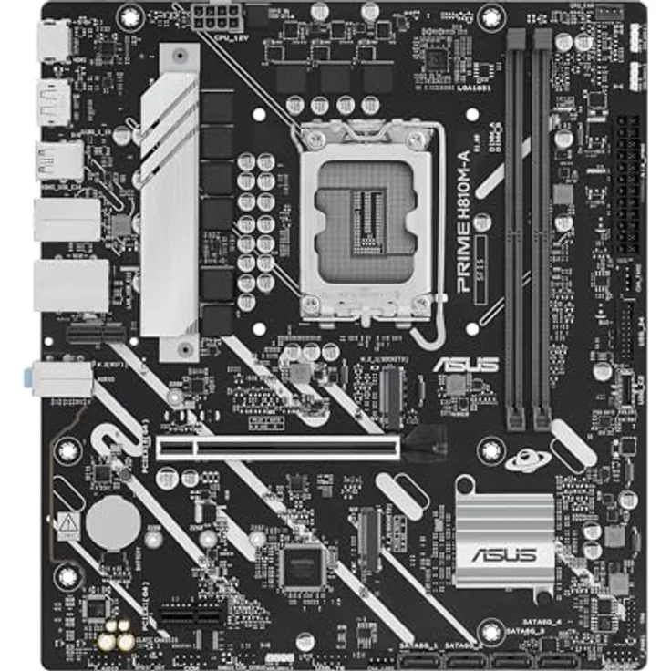 ASUS Prime H810M-A-CSM, Intel mATX Motherboard, 6+1+1 Stromphasen, DDR5-Slot, PCIe 4.0, 2 M.2-Steckplätze, Intel Ethernet 16 GB, DisplayPort, HDMI, USB-A 10 Gbit/s, USB-C 5 Gbit/s, Schwarz – Bild 3