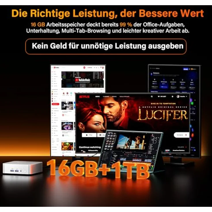 GEEKOM A8 Mini-PC mit AMD Ryzen 7 8745HS, 16GB DDR5, 1TB SSD, vorinstalliertem Windows 11 Pro, AMD Radeon 780M, 6x USB, 8K, für Homeoffice – Bild 4