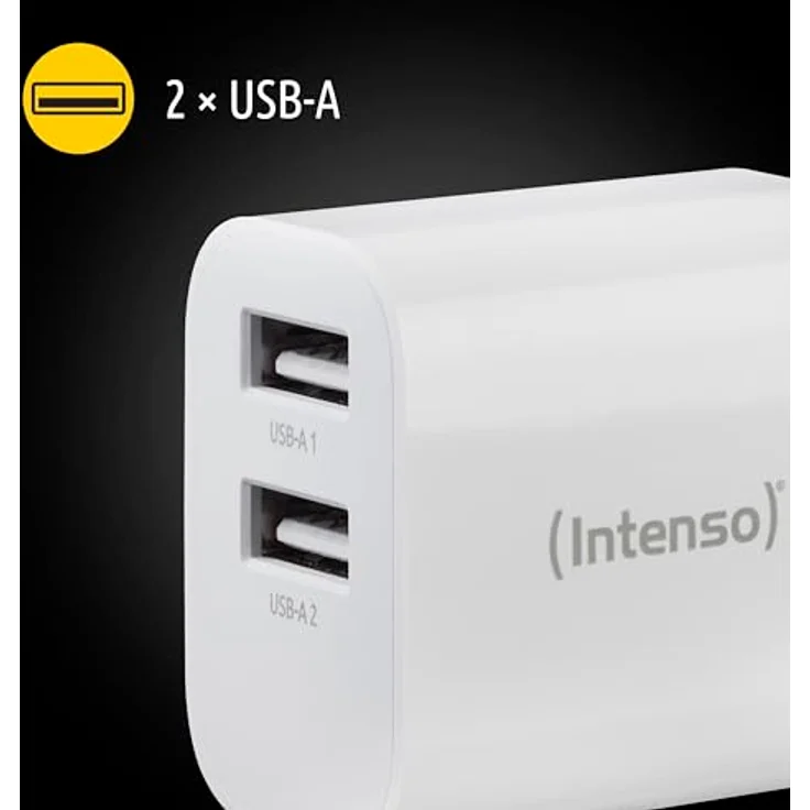 Intenso Power Adapter W24AA, USB-A Ladegerät mit 2 USB-A Anschlüssen, 24 Watt, weiß – Bild 3