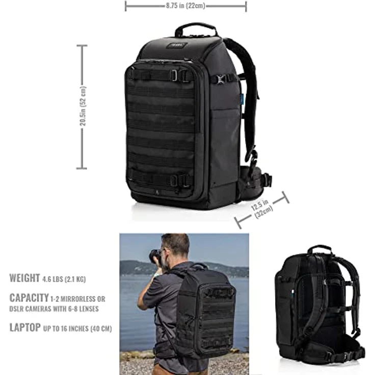 Tenba Axis V2, Fotorucksack 24l mit drei Zugängen, für 1-2 Kameras und Drohnen, Schwarz – Bild 2