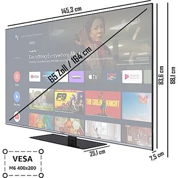 TELEFUNKEN QU65AN900M 65 Zoll QLED Fernseher/Android Smart TV (4K Ultra ...