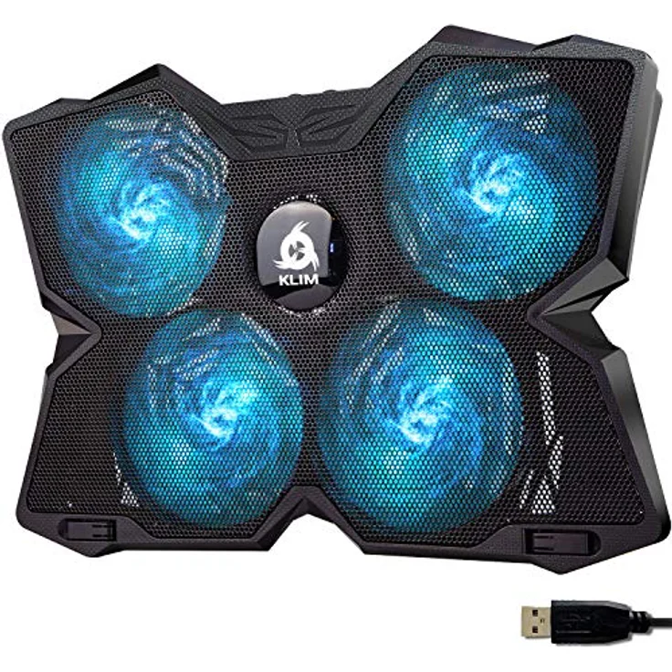 KLIM Wind Laptop Kühler mit 4 Hochleistungslüftern, USB powered, stabil und leise, kompatibel für 15-17 Zoll Laptops, Blau – Bild 1