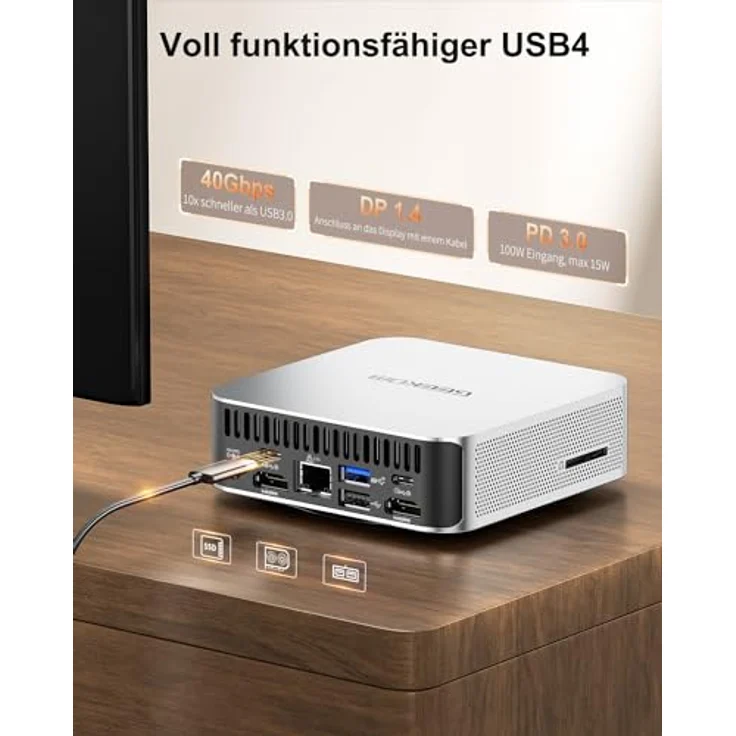 GEEKOM A7 Mini PC, AMD Ryzen 9 7940HS Mini PC Windows 11 Pro (8 Kerne 16 Threads, bis zu 5,2 GHz) 32 GB DDR5 2TB SSD Mini Computer | AMD Radeon 780M | BT5.2 | Wi-Fi 6E | 8K – Bild 5