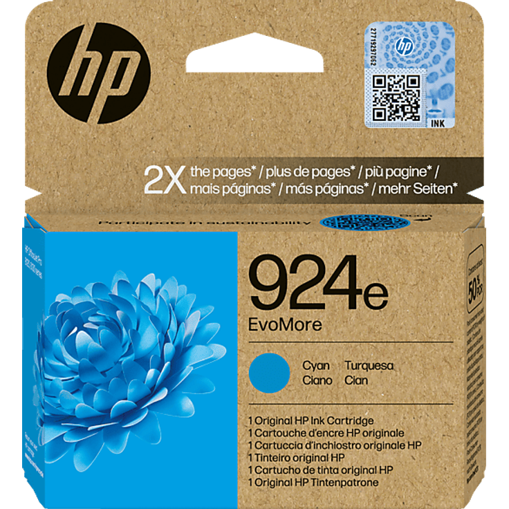 HP 924e (4K0U7NE), Original Druckerpatrone Cyan, Druckleistung ca. 800 Seiten für OfficeJet Pro 8120/8130