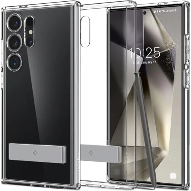 Spigen Ultra Hybrid S Hülle Kompatibel mit Samsung Galaxy S24 Ultra -Crystal Clear - PC Platte, TPU-Rahmen, Kickstand, Air Cushion Technologie, Maßgeschneidert, Transparent – Bild 1
