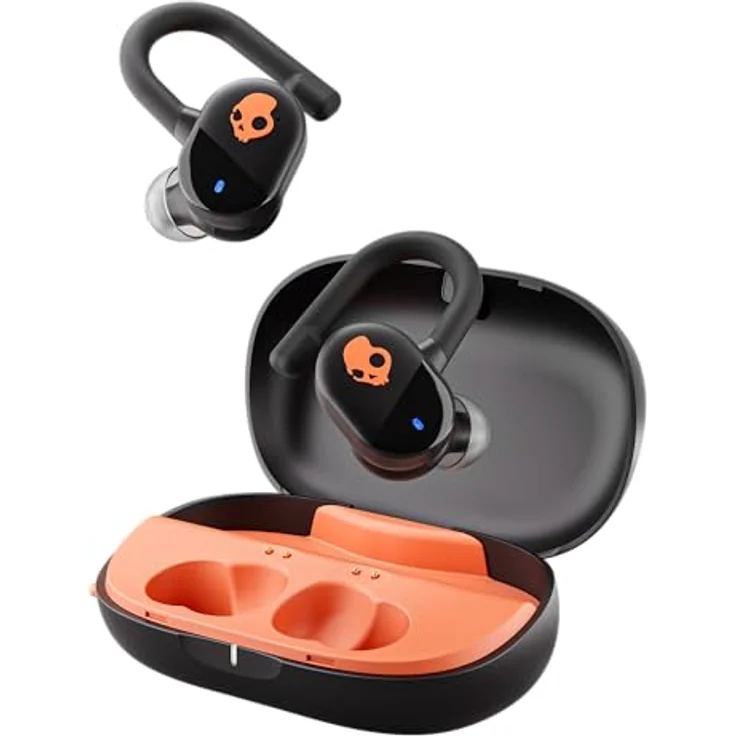 Skullcandy Push Play Active, Kabelloser In-Ear Kopfhörer mit 34 Std. Akkulaufzeit, Stay-Aware-Modus, Mikro - True Black/Orange – Bild 1
