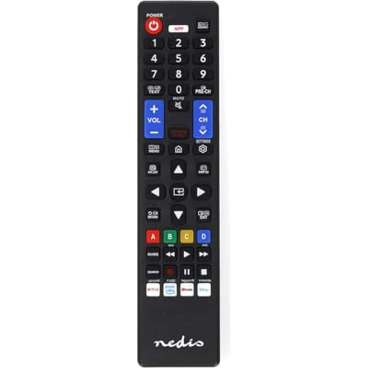 NEDIS Ersatz Fernbedienung - Passend für: Samsung - Vorprogrammiert - 1 Gerät Disney + Button/Netflix Button/Smart Home Button/YouTube Button - Infrarot - Schwarz – Bild 1