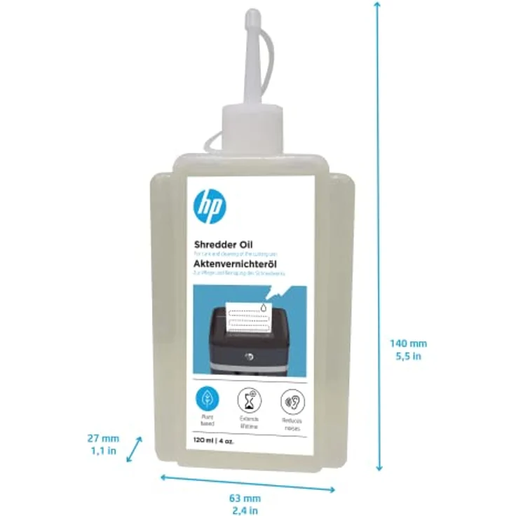 HP Aktenvernichter Öl, 120 ml Flasche, auf pflanzenbasis zur Pflege für Ihren Shredder, 9131 - Preisvergleich – Bild 3