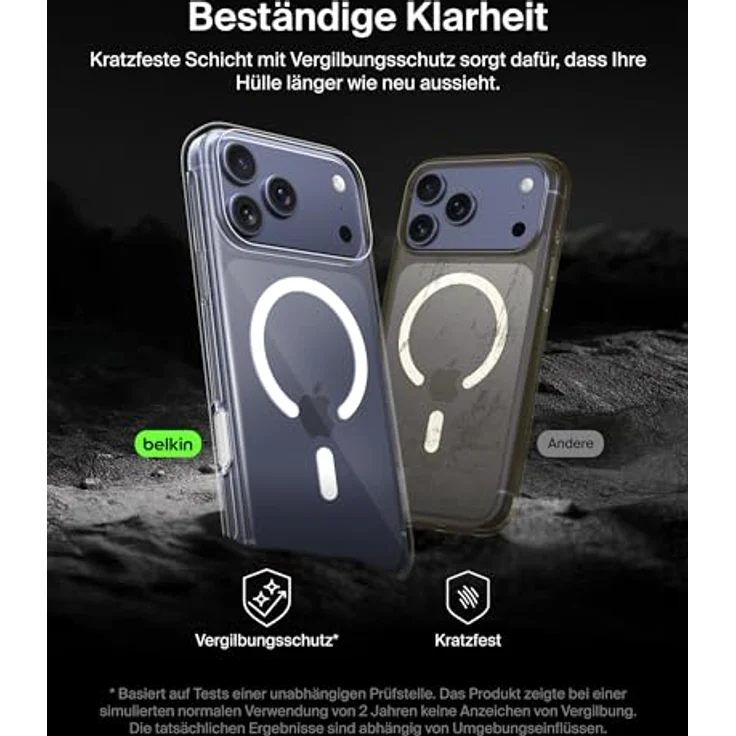 Belkin SheerForce Clear Schutzhülle für iPhone 17 Pro Max, transparente Hülle mit Sturzschutz bis 4 Meter, kabelloses Laden und kratzfester Oberfläche – Bild 6