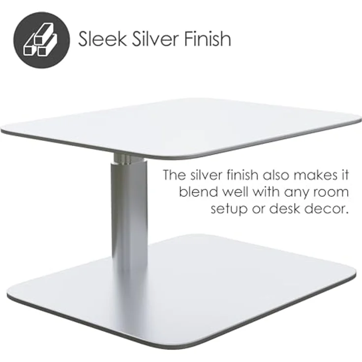 Desire2 Riser, Monitorständer aus Kohlenstoffstahl für Schreibtische, eleganter Computertisch-Monitorständer mit einstellbarer Höhe, silberfarben – Bild 5