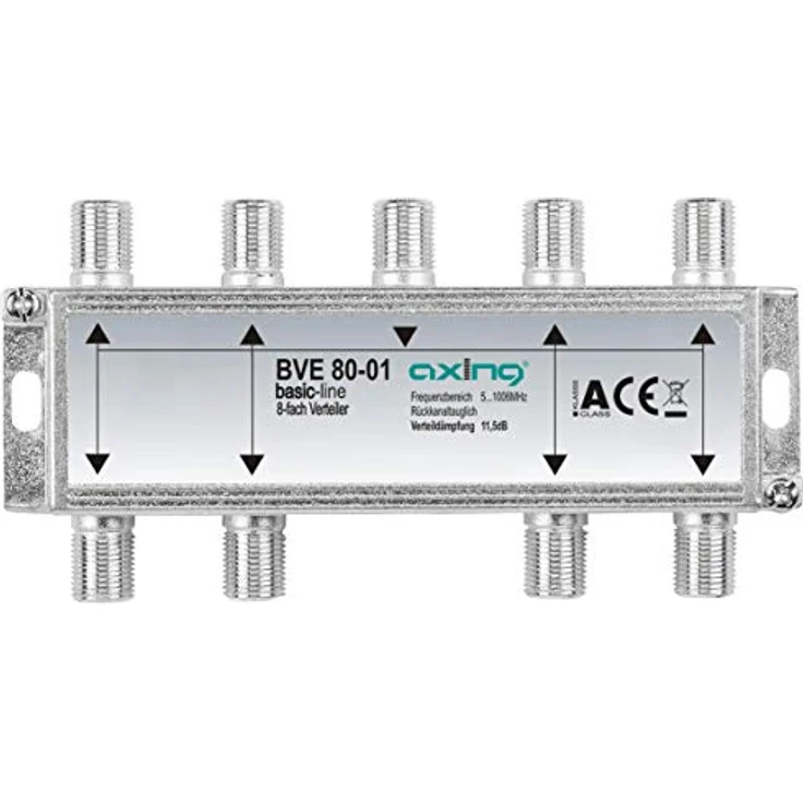 Axing BVE 80-01 8-Fach BK-Verteiler (5-1000 MHz) für Kabelfernsehen und DVB-T2 HD, F-Anschlüsse – Bild 2