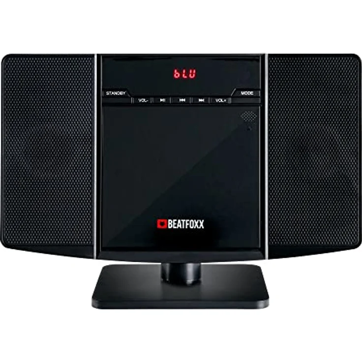 Beatfoxx MCD-60 Vertikal Stereoanlage (CD/MP3-Player, USB, Bluetooth, Aux In, Stand- oder Wandmontage, inkl. Fernbedienung) Schwarz – Bild 1