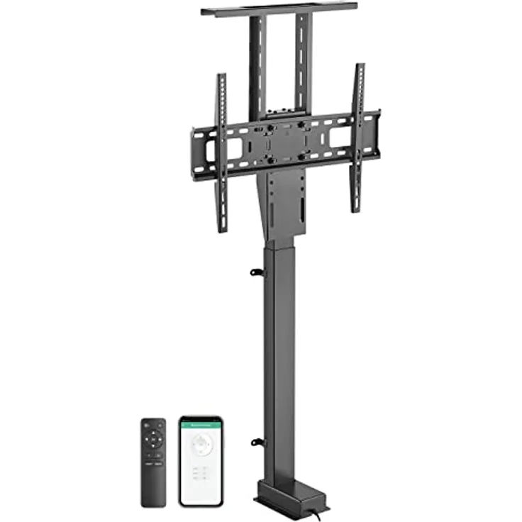 Mywall Motorisierter TV-Lift HP63-1L zum Einbau in Möbel, TV Lift Elektrisch mit Smart Home Steuerung per Tuya App+Funkfernbedienung, TV Möbel Lift für 37-65 Zoll Bildschirme, Belastung bis 60 kg