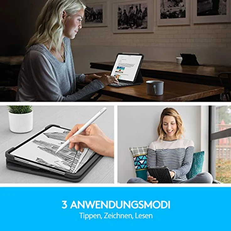 Logitech Slim Folio Pro iPad Hülle mit Kabelloser Bluetooth Tastatur, Für iPad Pro 11'' 1. Generation (A2228, A2068, A2230, A2231), 14 iOS-Sondertasten, Magnetverschluss - Deutsches QWERTZ Layout - Preisvergleich – Bild 5